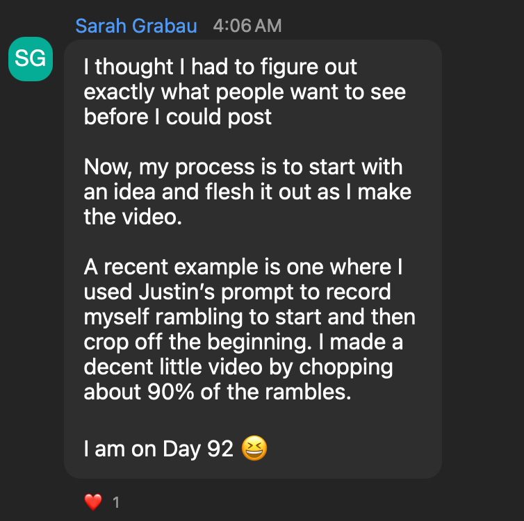 Sarah Grabau’s original message; a readable transcript appears in this story